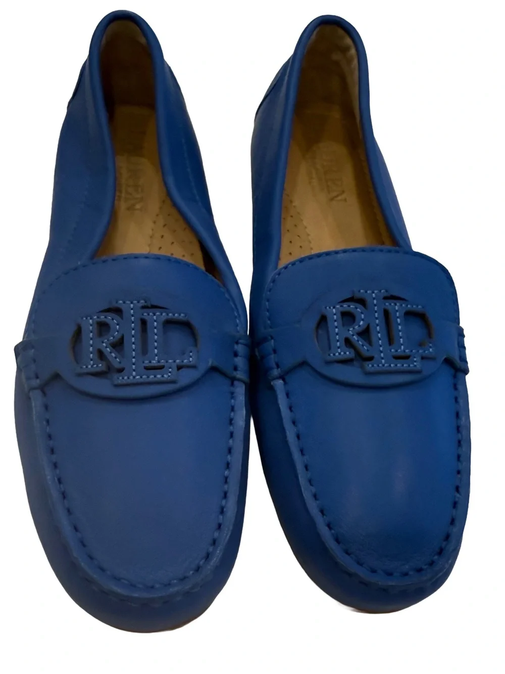 Lauren Ralph Lauren Brynn Driving Loafers Blue Leather Sz 6 NEW